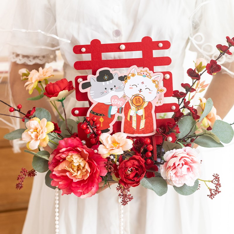 良订 级感新婚仿真束装饰订婚假摆设婚房玄关餐边柜喜布置