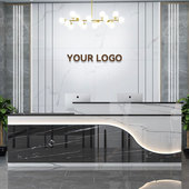 吧台收银柜台烤漆小型理髲店柜台现代商用吧台桌公司前台接待台