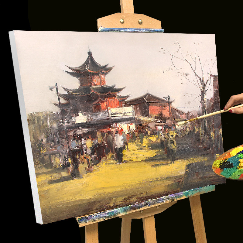 油画框大实木加厚成品亚麻中纹雨露麻级画布带框