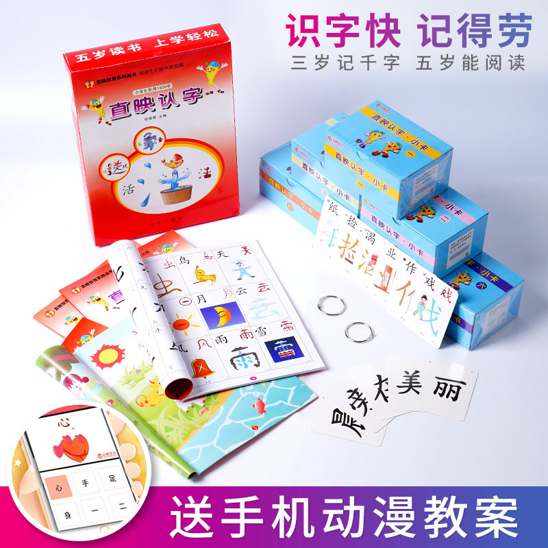 直映认字正教材书全幼儿宝宝早教图识字卡片形象趣味认字卡