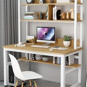 电脑桌台式 书桌书架一体学生写字桌子卧室现代办公桌