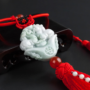 新翡翠玉麒麟轿车内挂饰吉祥福车载后视镜吊坠