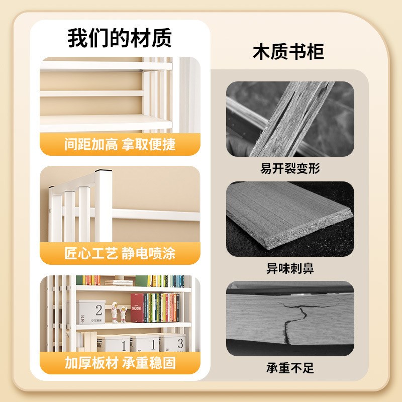 碳钢书架落地多层玩具收纳架家用客厅万能置物架卧室储物柜柜子