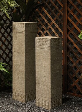 新玄关装饰仿石柱底座客厅办公室复古展示台园盆景架