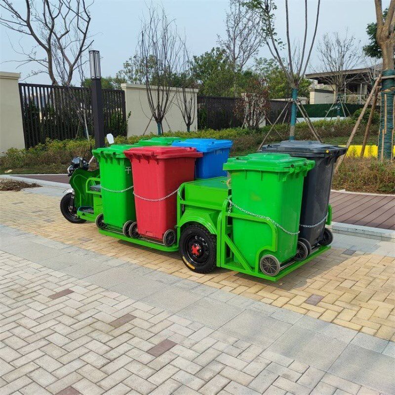 电动三轮车垃圾车运垃圾桶四桶六桶转运车物业运输车平板环卫车