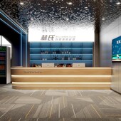 复古风酒吧吧台桌定制台球厅收银台转角电竞酒店前台游戏厅接待台