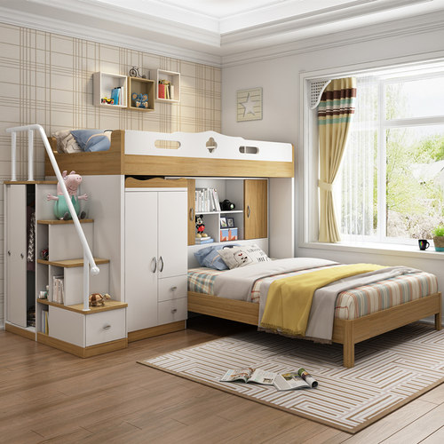 厦门泉州儿童房交错式上下床层床低床带书桌小户型