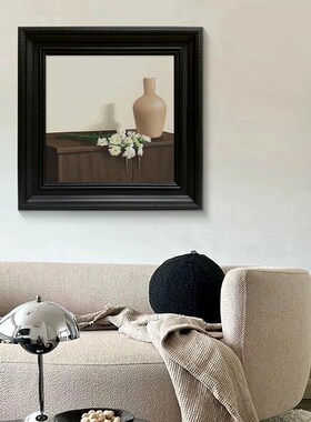 温馨奶油风中古瓶饰挂画治愈系白色卉客厅玄关法式手绘油画
