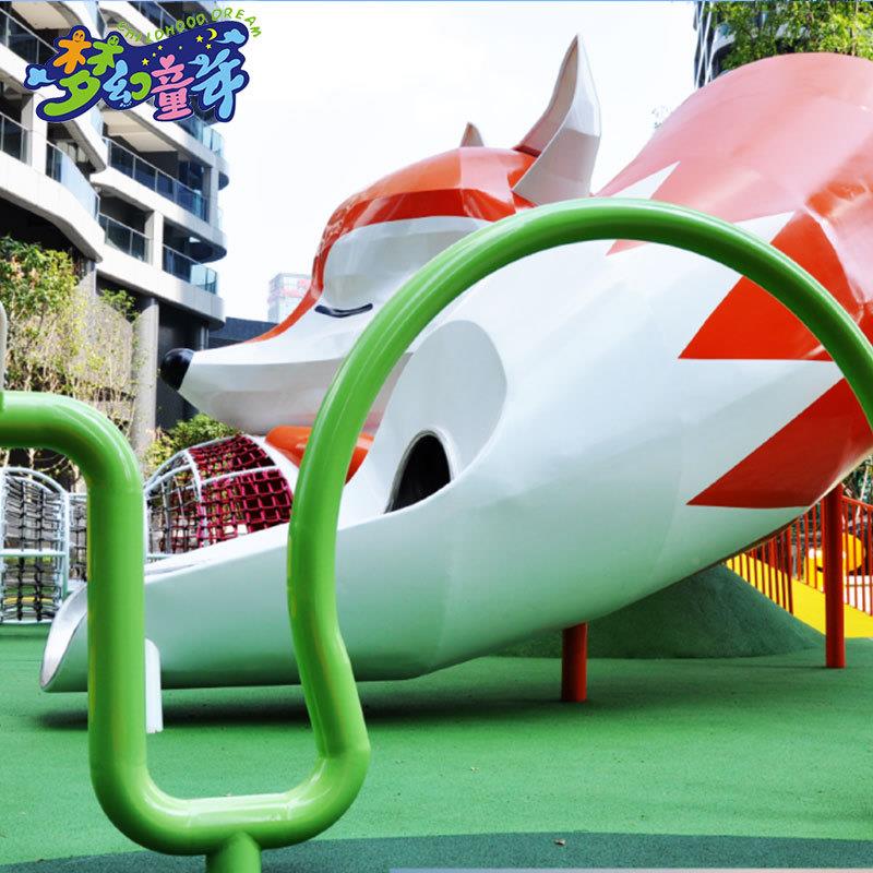 狐A0311dhl狸滑梯大型户梯外景观雕非标游乐场不锈钢滑塑儿童游设