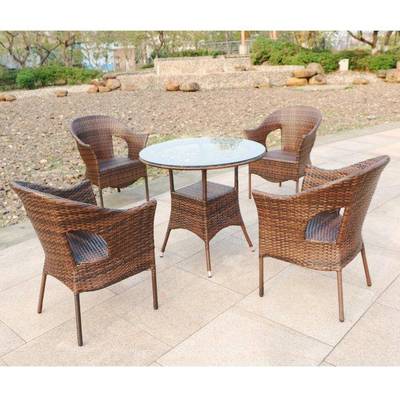 户编外桌椅庭院阳圆台茶A829餐厅藤椅三件套室外防晒藤休闲茶几藤