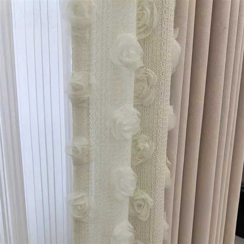 奥薇边浮雕单朵玫瑰黄立体浮雕玫瑰侧边纱宽立边