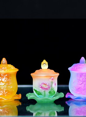 佛台琉璃杯莲杯净水杯佛杯供杯大悲水水杯家居佛堂用品