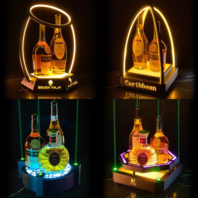 酒点半发光酒座酒吧香槟红洋酒酒出酒激光酒座黑桃香槟底