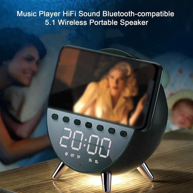 Kids Cartoon Cat Shape Alarm Clock Bluetooth Speaker LED Tab