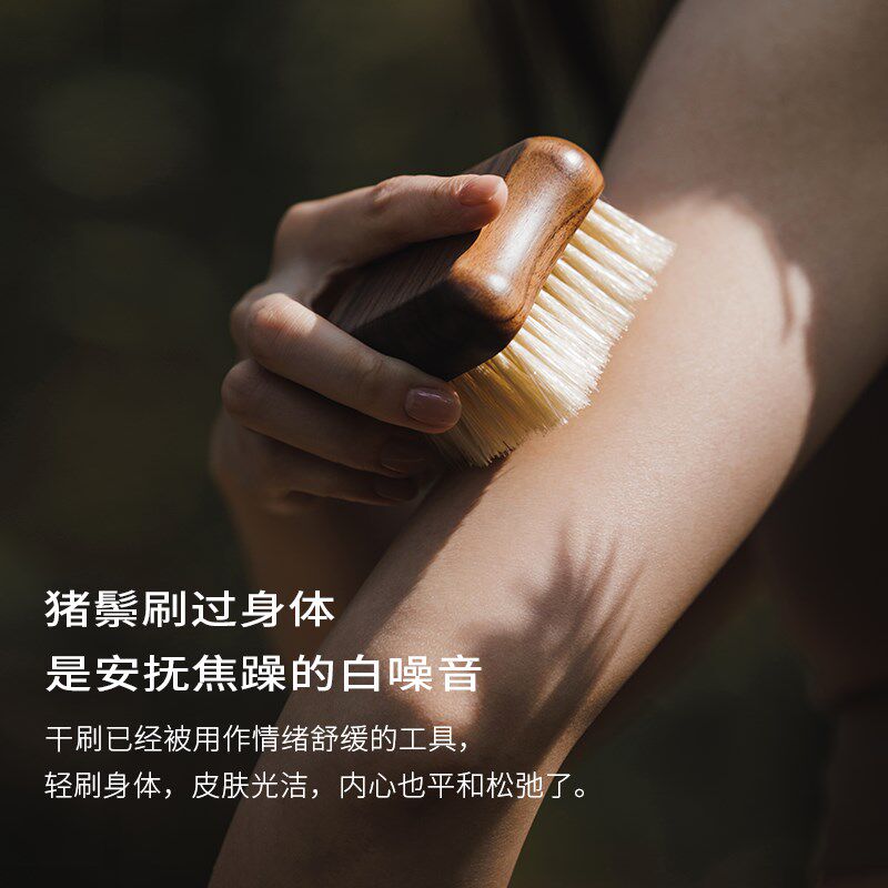 浴见乌檀木身体刷沐浴刷洁刷猪鬃毛短按摩干刷背刷沐浴刷短