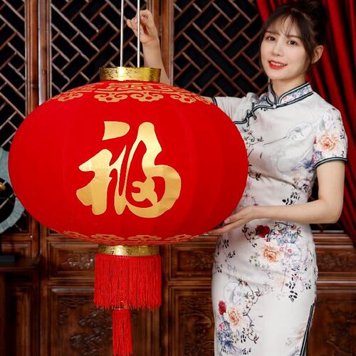 春大红福字灯中阳台宫灯酒店商铺门口过新年饰挂饰布置