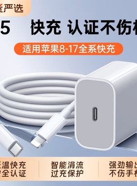 【官方正品】适用苹果充电器45快充iPhone17/16promax手机充电头15/14/13plus平板PD数据线20W原30正品套装