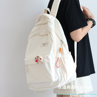 书包女生大学生韩版校园ins大容量简约纯色揹包初中高中生双肩包