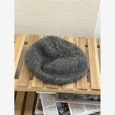 很好带的贝雷帽慵懒风兔毛毛线画家帽大头围圆脸秋冬帽子女显脸小
