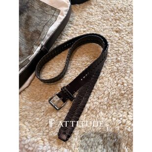 斗士飞飞F Attitude 头层黄牛皮双面编织手工乌木棕lem腰带