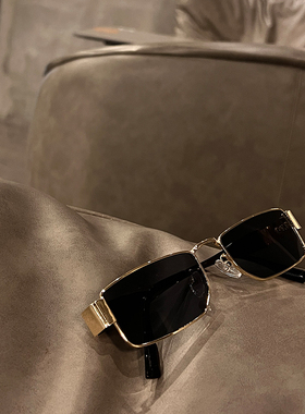 港风复古高级感金属方形窄框墨镜男潮个性凹造型蹦迪街拍太阳眼镜