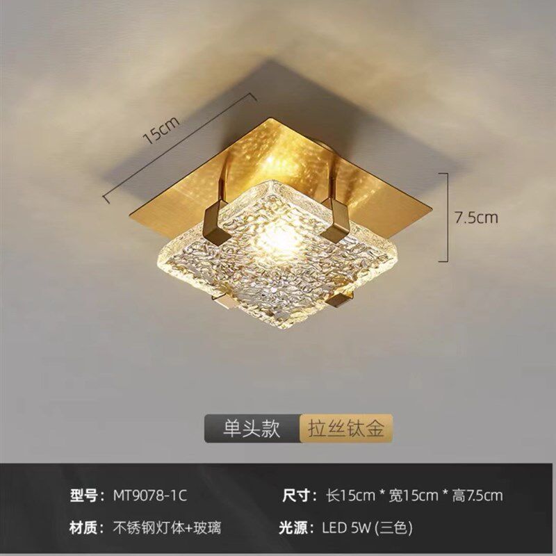 阳台吸顶灯过道走廊玄关入户创意设计师工程酒店水晶方块吸顶灯