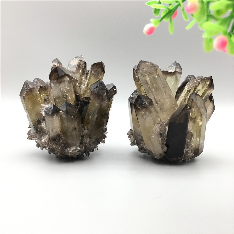 水晶簇原石摆件白水晶簇黄水晶簇茶晶簇紫水晶簇办公桌面装饰