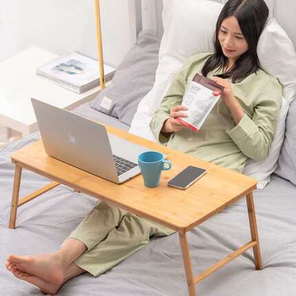 简易折叠桌懒人床上笔记本电脑桌房间宿舍学习桌移动办公小桌子竹