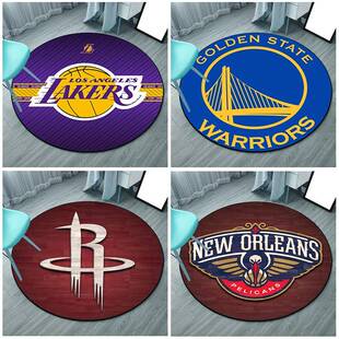 圆形地毯 NBA火箭湖人勇士队篮球队电脑椅电竞椅转椅子床边地垫