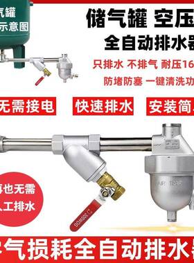 储气罐全自动排水器WBK-58螺旋杆空压机SA6D气罐防堵大流量放水阀