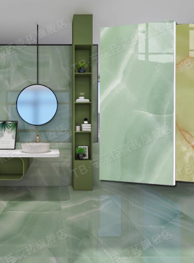 广东佛山绿色奢石地砖750x1500亮面瓷砖酒店大堂通体大理石地板砖