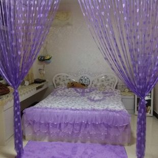 韩式 饰窗帘挂帘子 成品线帘加密婚庆浪漫爱心3米 3米隔断帘门帘装