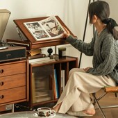 中古风包豪斯实木茶几杂志柜床头柜客厅边几沙发边柜看书架