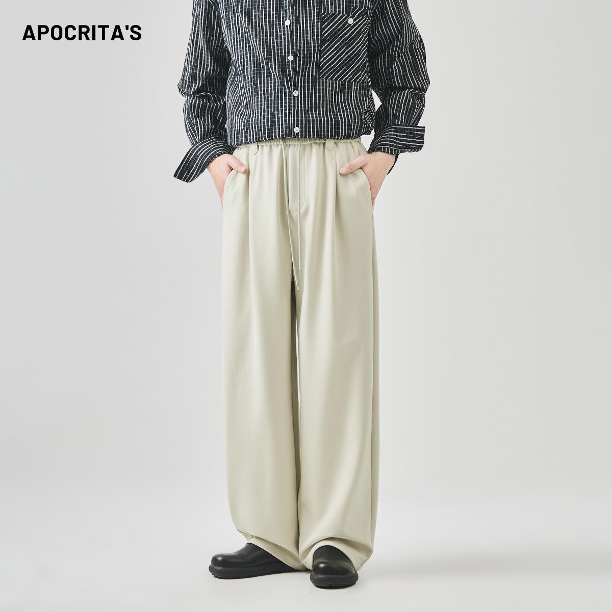 APO男装|跨境男士休闲裤百搭高级感宽松直筒阔腿裤垂坠感系带长裤