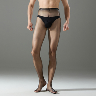 MS-新品男士超薄性感极光油亮黑丝无腰一线裆无痕连裤袜光腿神器
