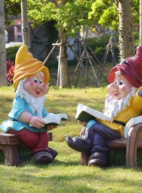 幼儿园商场美陈布置园林景观雕塑小品卡通物白雪公小矮