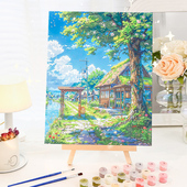 宫崎骏夏天数字油画手工绘填色新款 填充油彩治愈系风景画