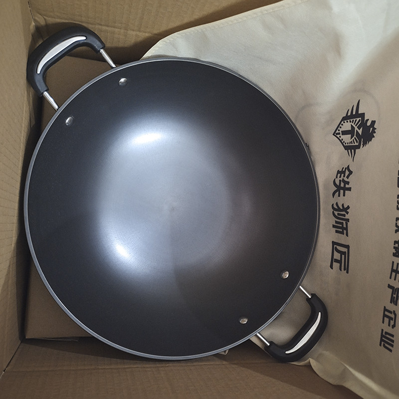 铁狮匠粘锅炒锅炒菜老式耳生铁锅无涂层燃气灶电磁炉