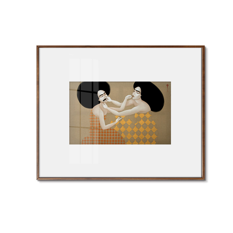 !铝合金镜面卡纸画复古插画画艺术墙摆台装饰画卧室画