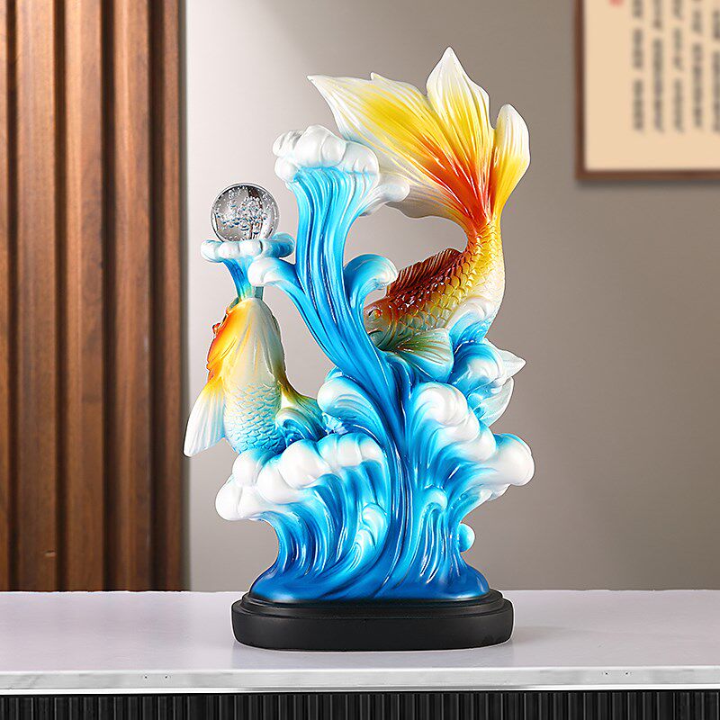 新年年鱼鱼戏珠玄关客厅电视柜装饰乔迁新居礼品