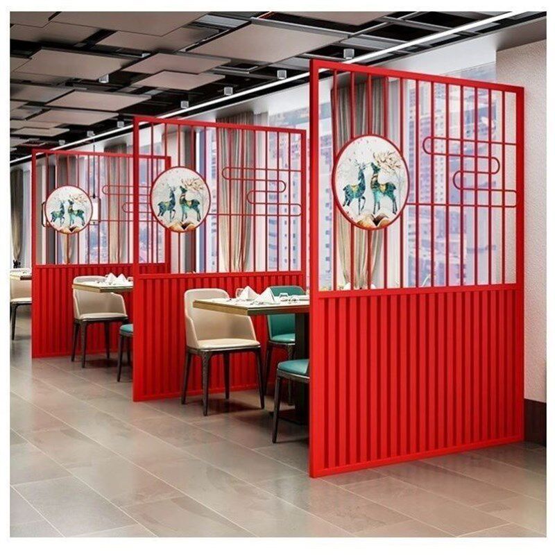 新火锅屏风围栏包间饭店屏风隔墙铁艺格栅卡座