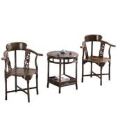 鸡翅木情椅休闲太师椅梨木情椅三件茶几