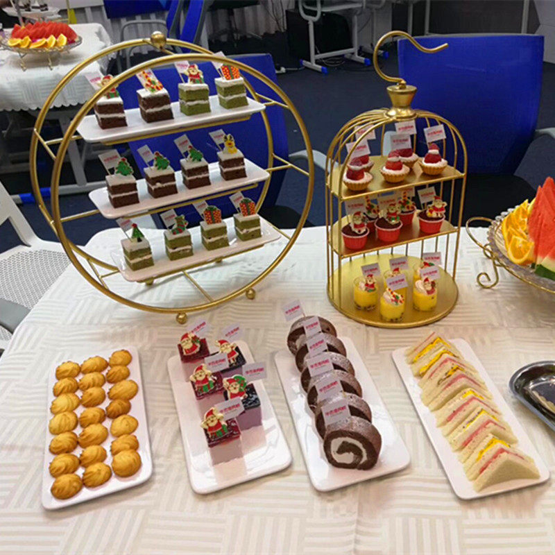 欧式新款下午茶点心架茶歇冷餐架甜品台现代酒店餐具展示架