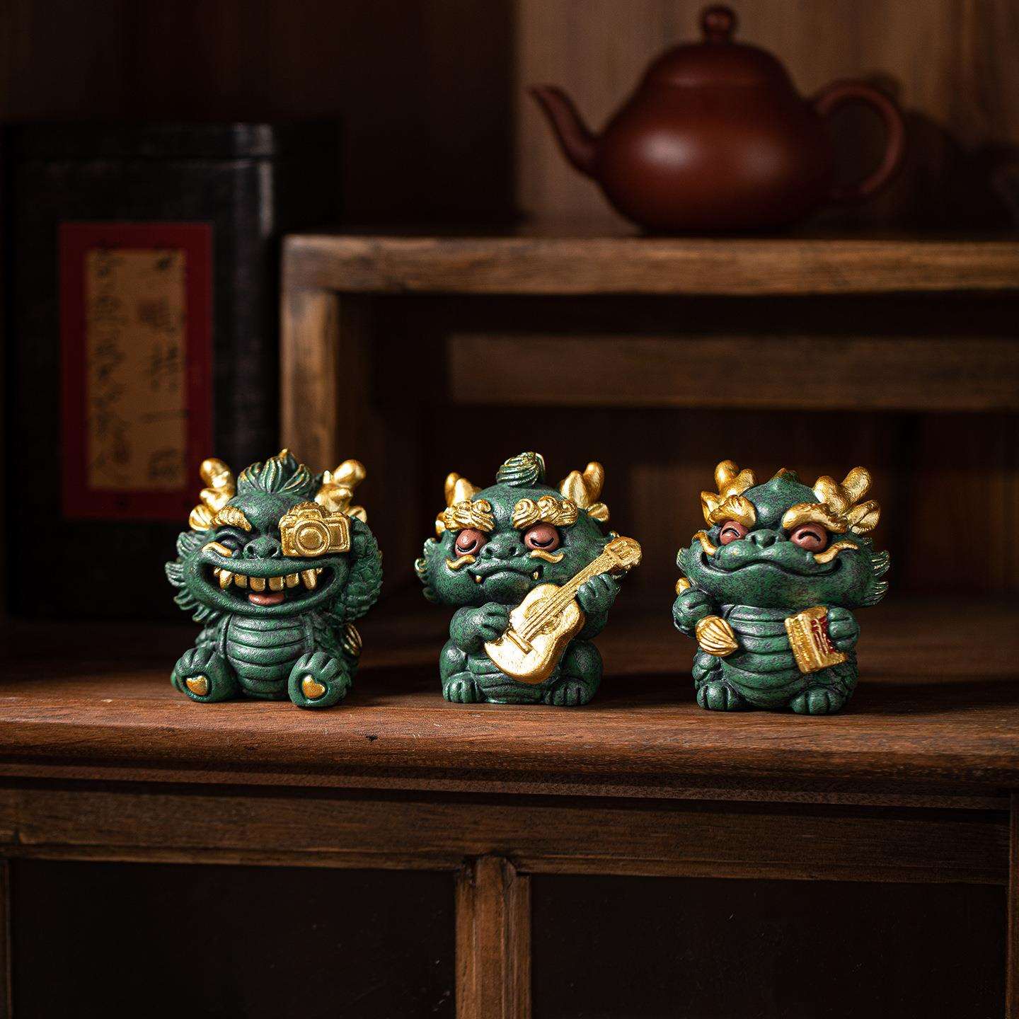 创意龙生九子茶宠摆件可爱萌龙吉祥物瑞兽家居客厅茶室桌面装饰品