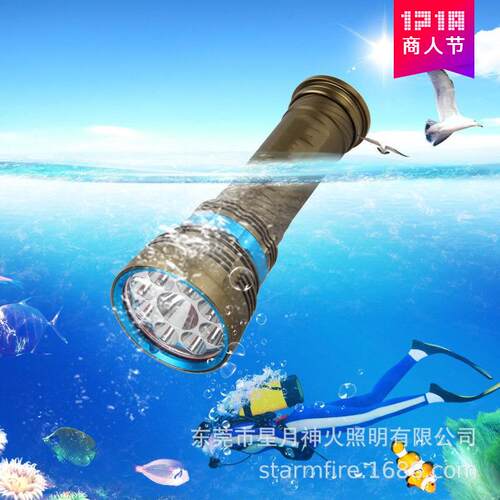 DX9强光潜水手电筒9颗L2灯6节18650户外潜水亚马逊直供工厂直销