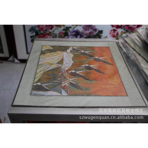 苏绣客厅书房办公室装饰画苏州手工刺绣软裱画山水花卉系列