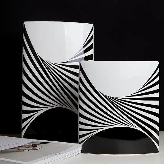 现代简约北欧家居饰品陶瓷直筒花瓶几何黑白纹别墅样板房客厅花器,纺织面料/辅料/配套,纺织机械配件,淘宝优惠券,粉丝福利购,淘宝优惠卷