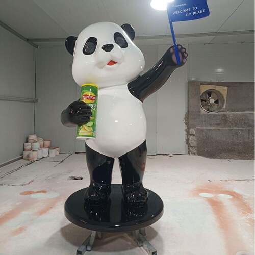 成都熊猫卡通动物玻璃雕塑不锈钢泡雕商场景区幼儿园摆件