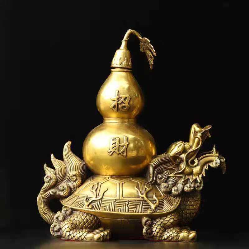 全铜龙龟葫芦摆件子孙百福聚来客厅办公室店铺装饰品龙头龟背葫芦