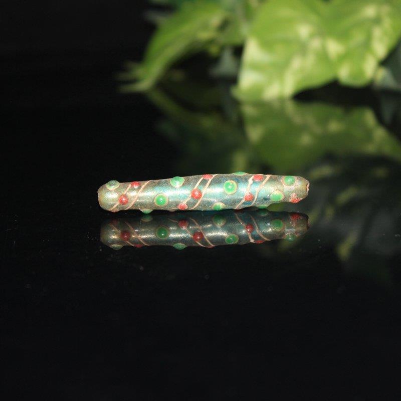 清晚期孤品老琉璃蜻蜓眼桶珠管珠 古珠老珠收藏 蛤蛎光管珠